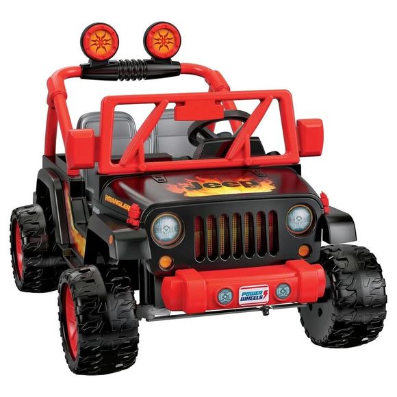 Power Wheels 12V Tough Talking Jeep Powered Ride-On - Black/Red - Fast Shipping